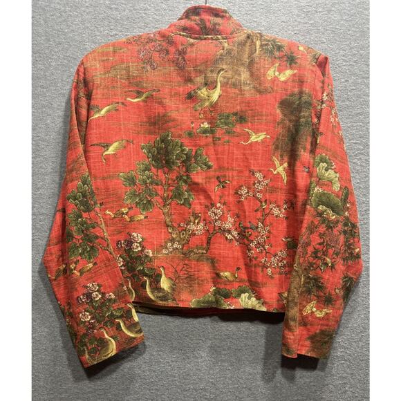 Vintage Painted Pony Jacket Tapestry Birds Floral 3 Button Cotton Womens Size M - Picture 2 of 10